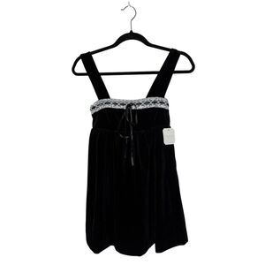 Altar’d State Black Velvet Lace Babydoll Mini Dress Whimsigoth Romantic Size XXS